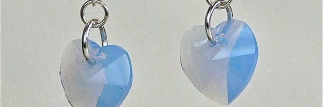 Periwinkle Opal Heart Earrings